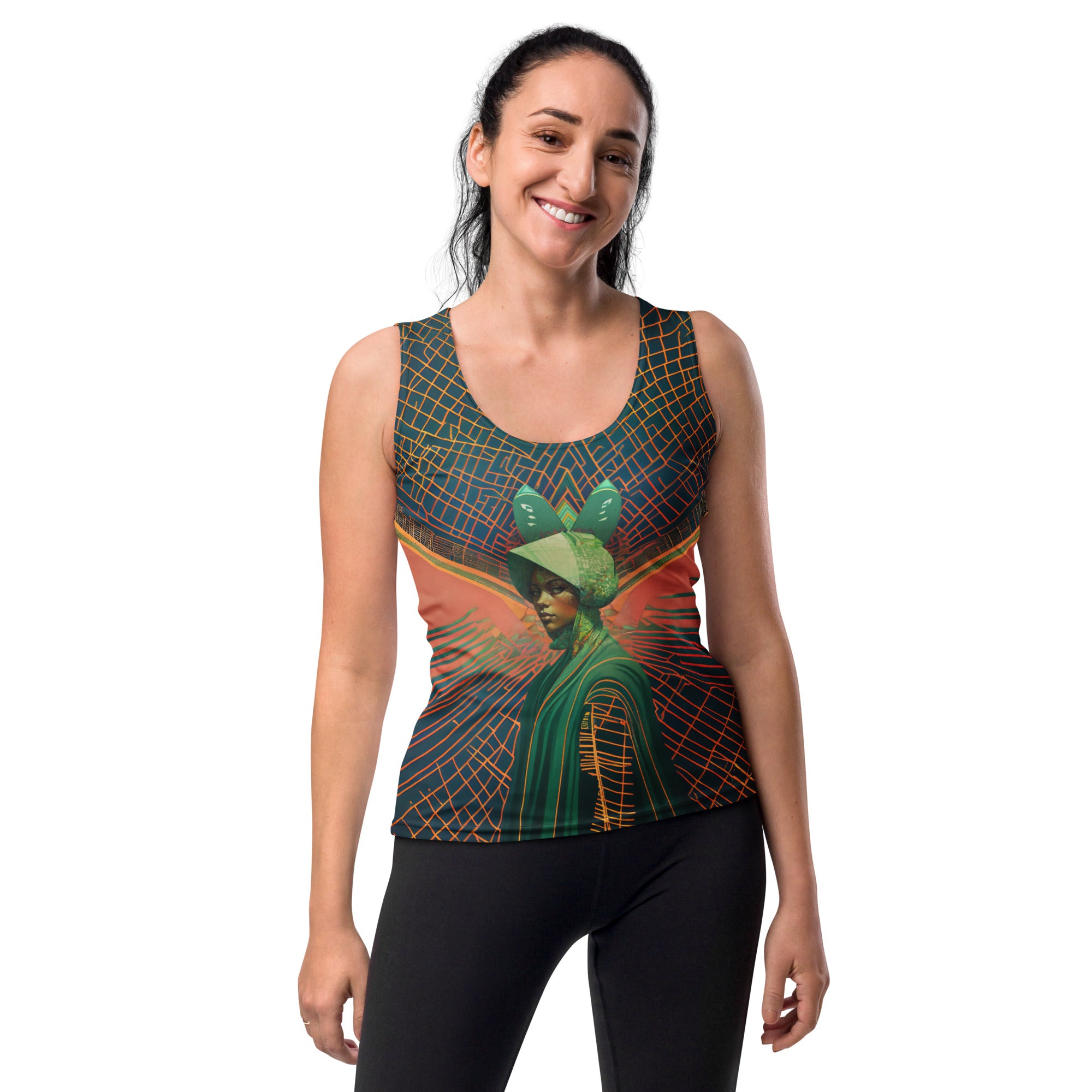 Close-up of Serene Symphony Tank Top pattern.