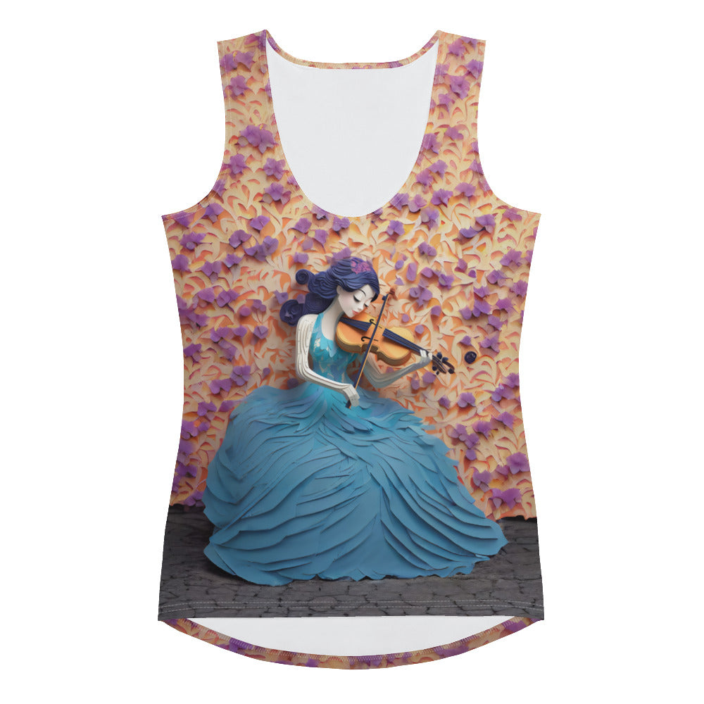 Women's Tank Top with Intricate Origami Flight Design.