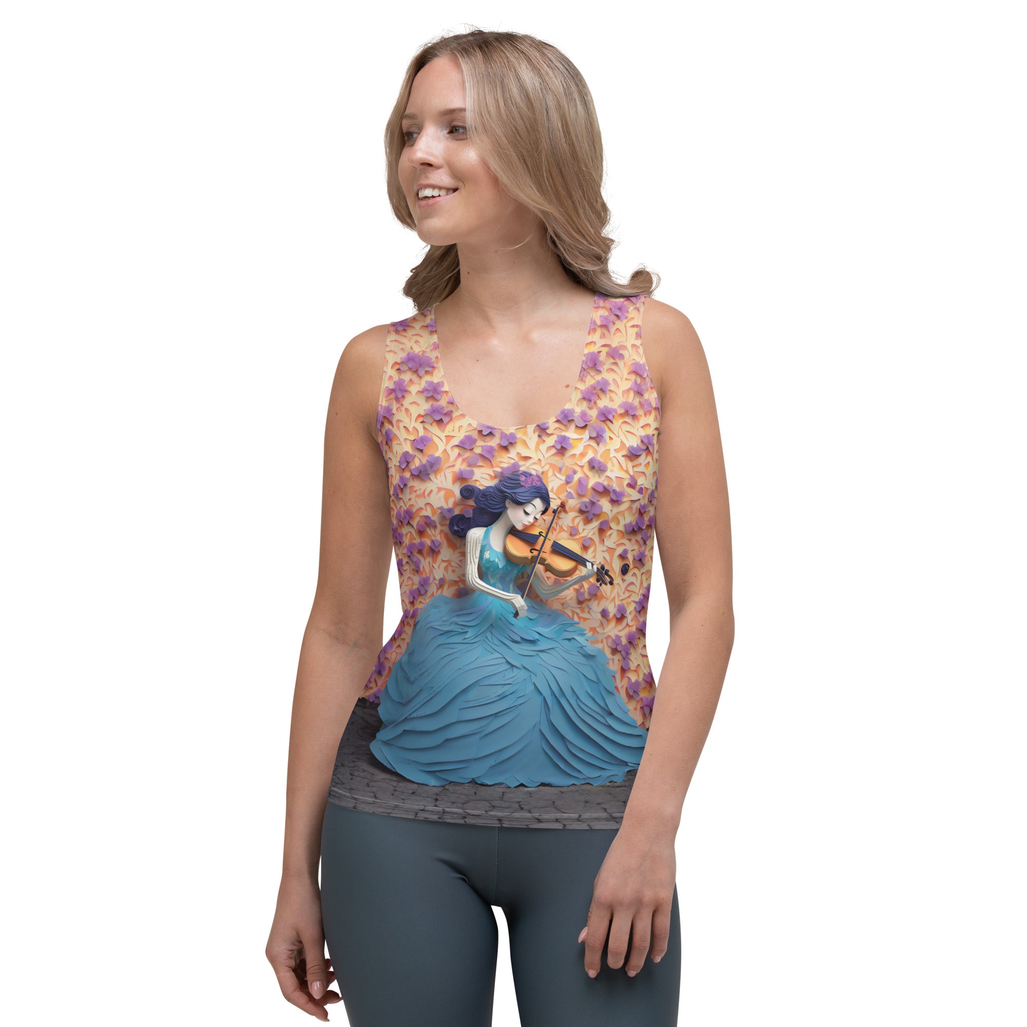 Elegant Women's Tank Top with Origami Art.