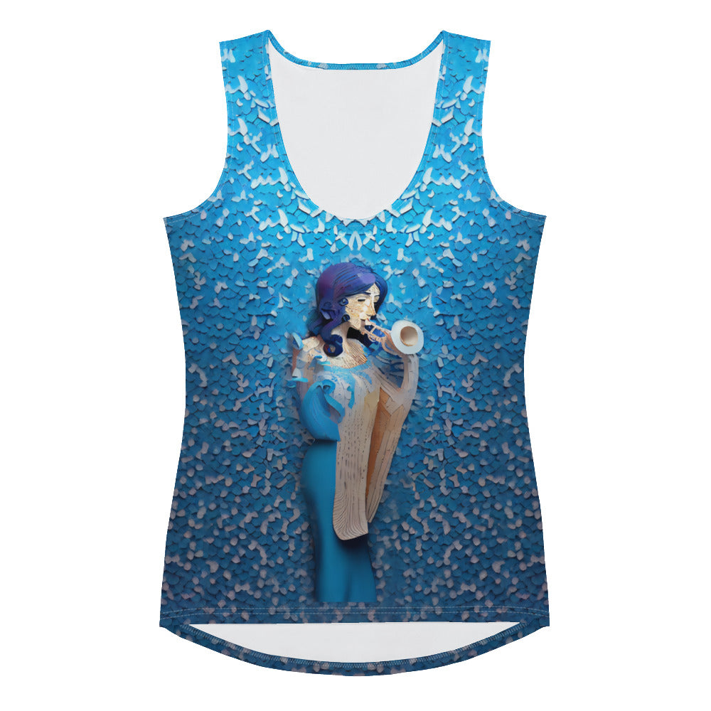 Women's Tank Top with Artistic Cutout Silhouette.