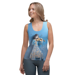 Women's Tank Top with Celestial Paper Constellation Design.