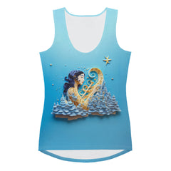 Women's Tank Top with Butterfly Papercraft Dance Design.