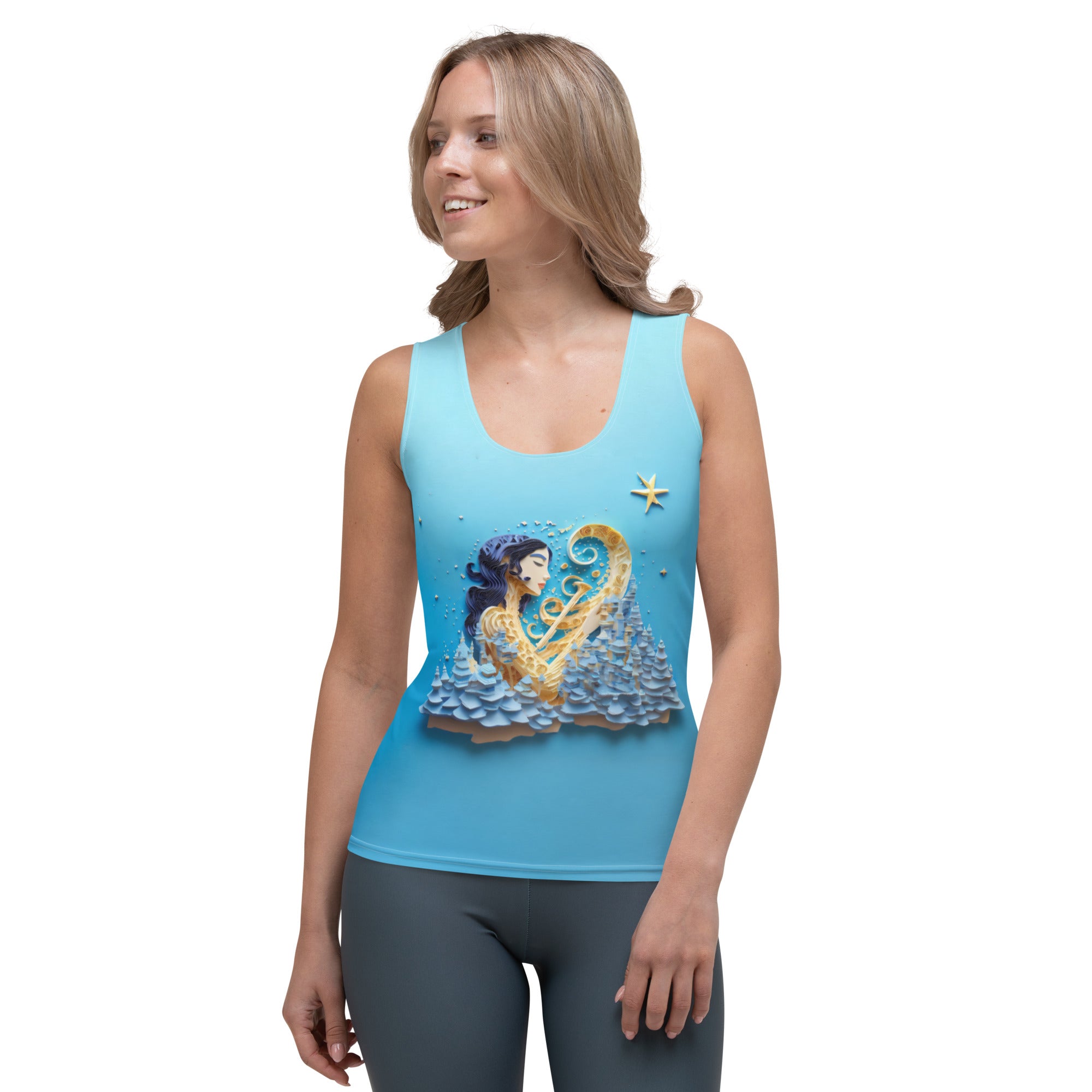 Stylish Women's Tank Top Featuring Butterfly Art.