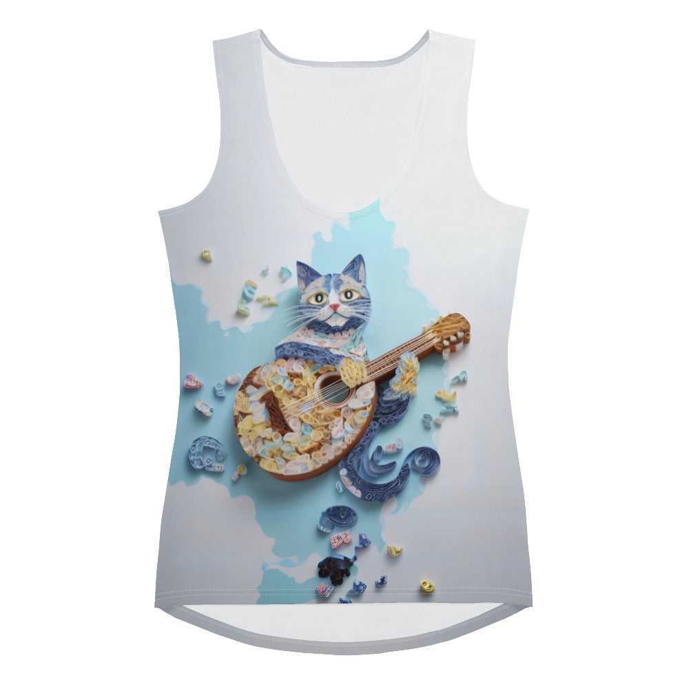 Women's Tank Top with Cultural Mosaic Papercut Design.