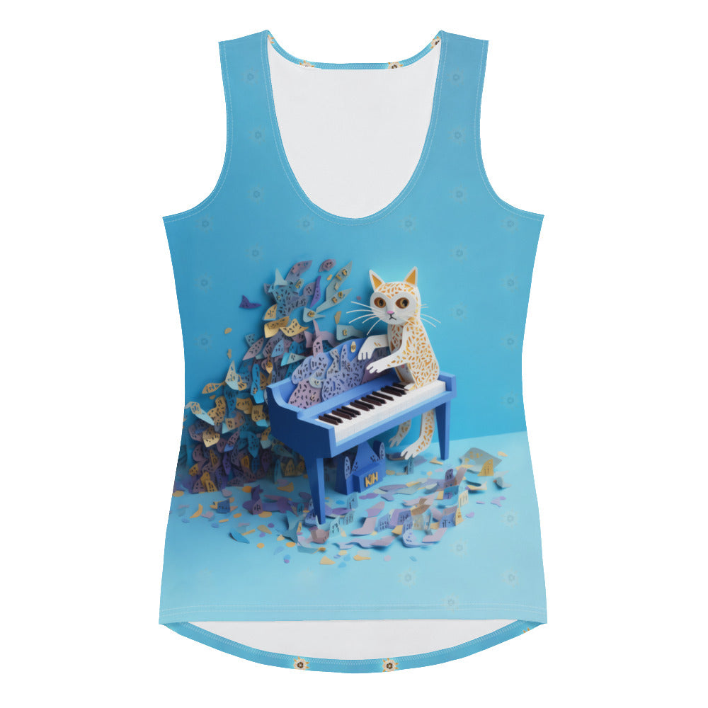 Women's Tank Top with Harvest Moon Papercut Design.