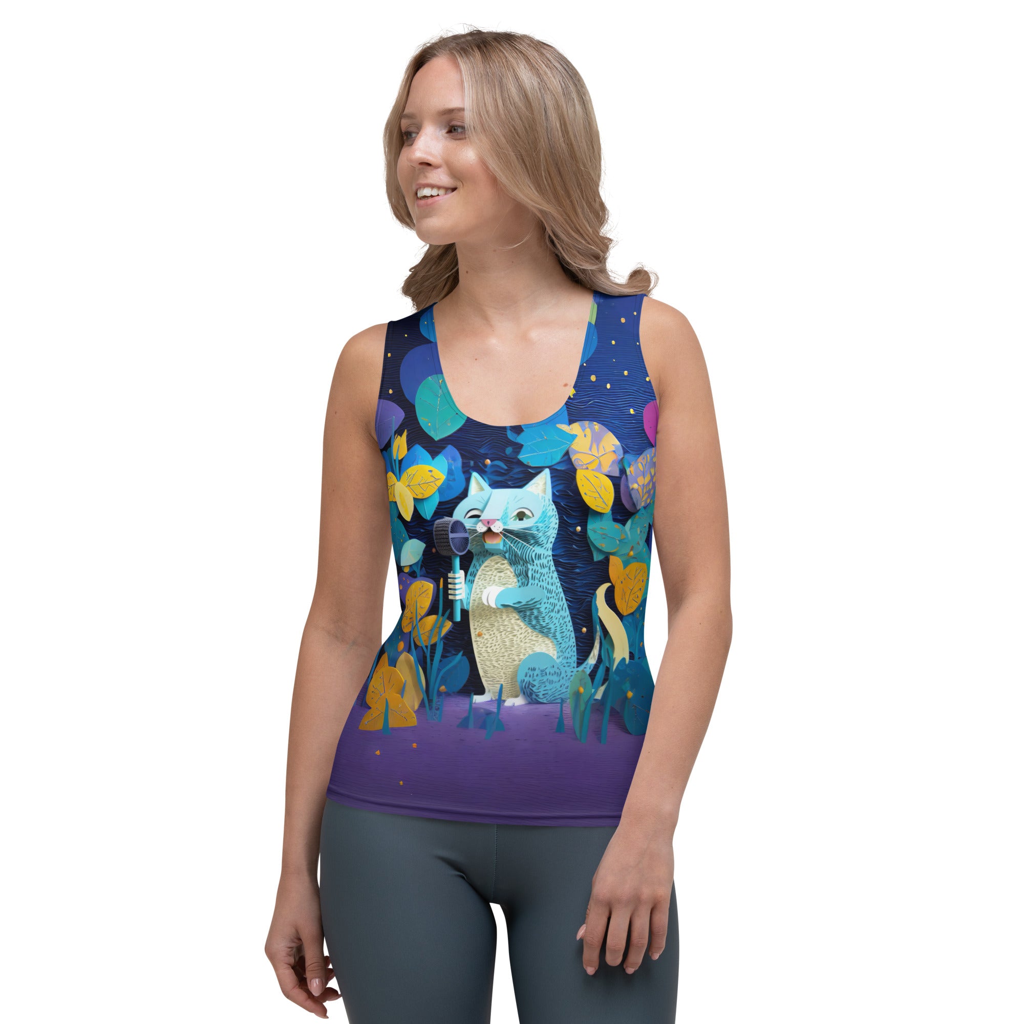 Koi Pond Papercraft Design on Women's Tank Top.