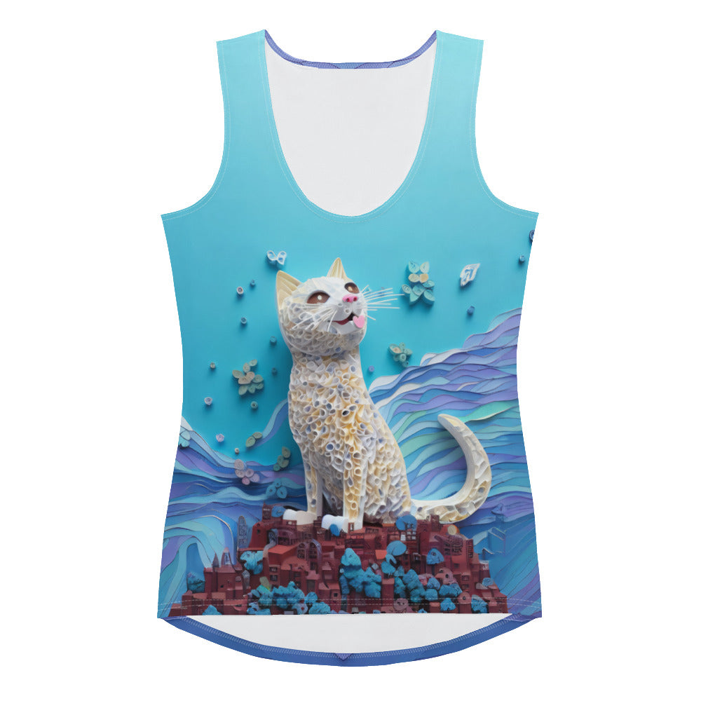 Women's Tank Top with Aviary Flight Papercut Design.