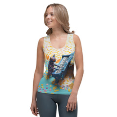 Women's Tank Top with Gothic Arches Papercraft Design.