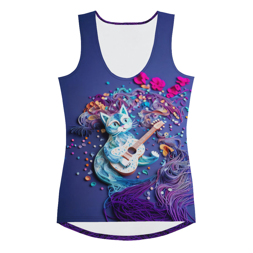 Women's Tank Top with Enchanted Castle Papercut Design.