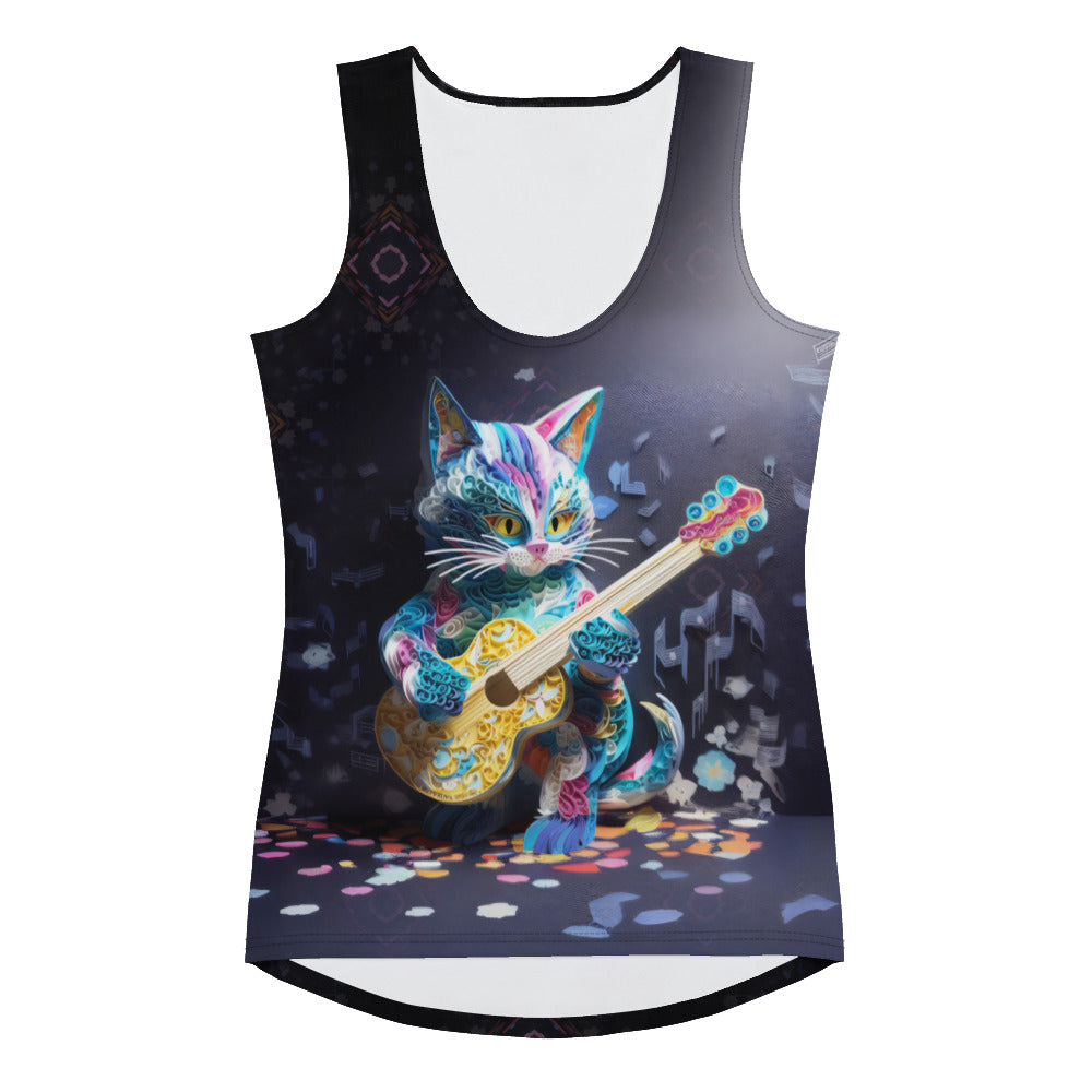 Women's Tank Top with Dragon Myth Papercut Design.