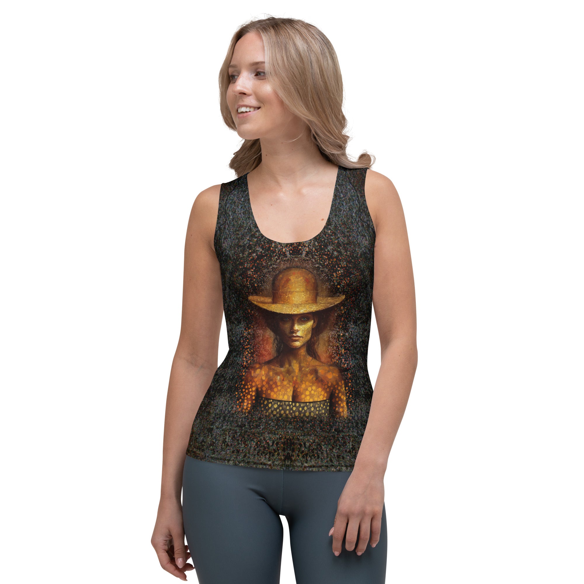 Woman wearing Electric Energy vibrant tank top