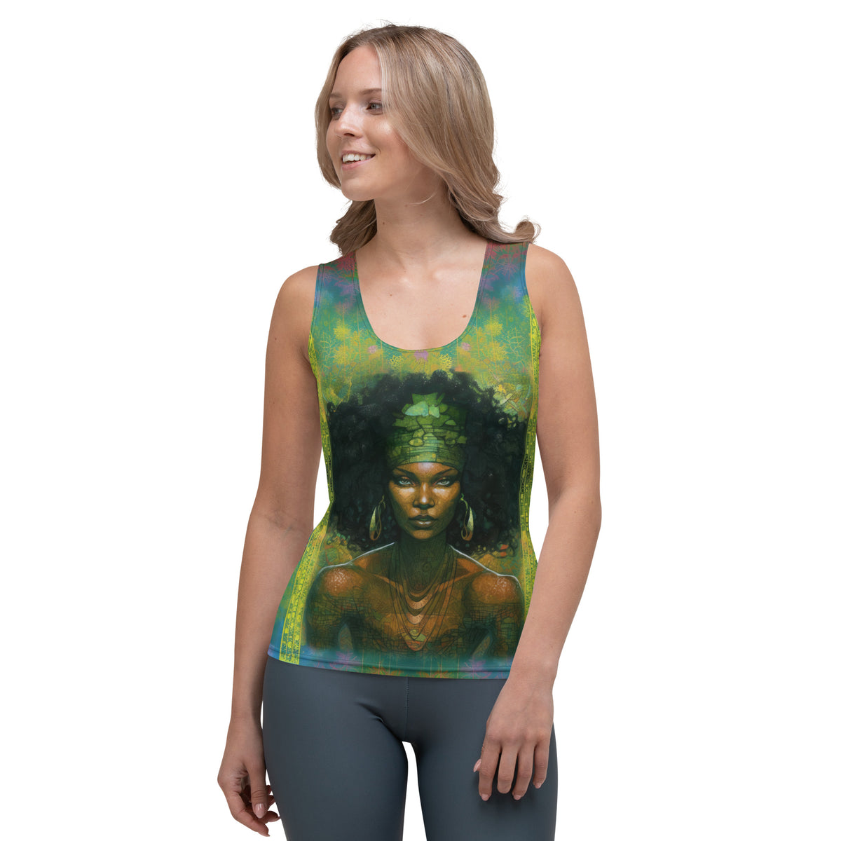 Galactic Glam tank top for women featuring celestial design.