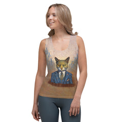 Catitude women's tank top front view on model