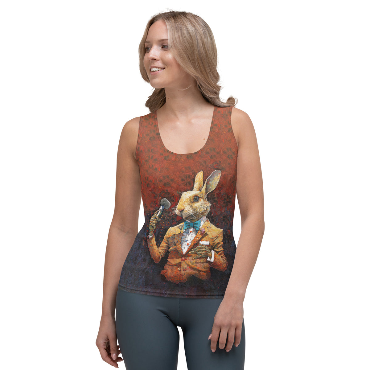 Close-up of Whimsical Rabbit Women's Tank Top design