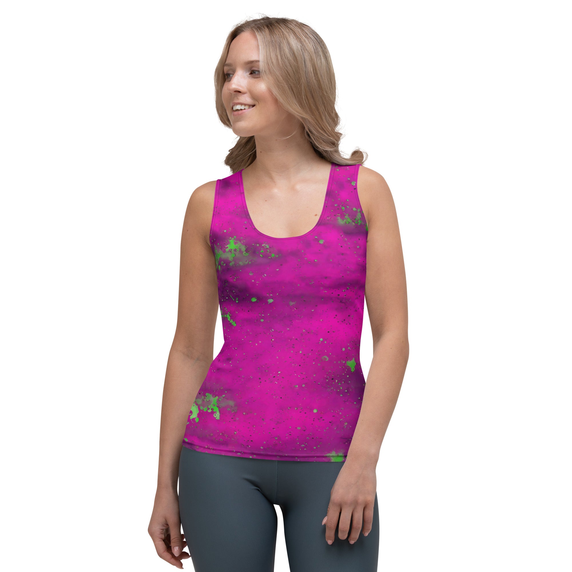 Casual yet stylish wine spill chic women's tank top.