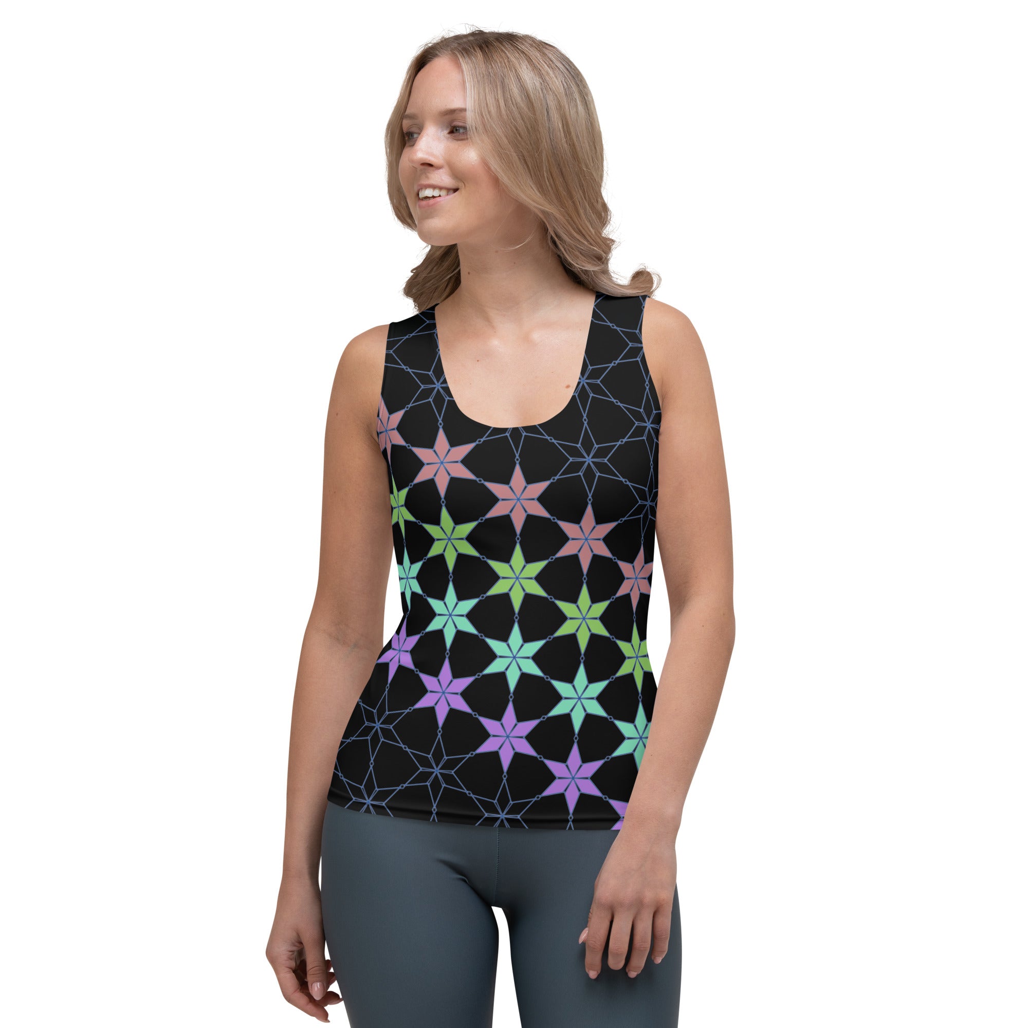 Leafy Luxe women's tank top with floral design