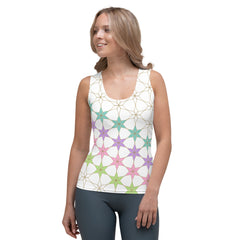 Close-up of Geometric Garden Women's Tank Top fabric detail.