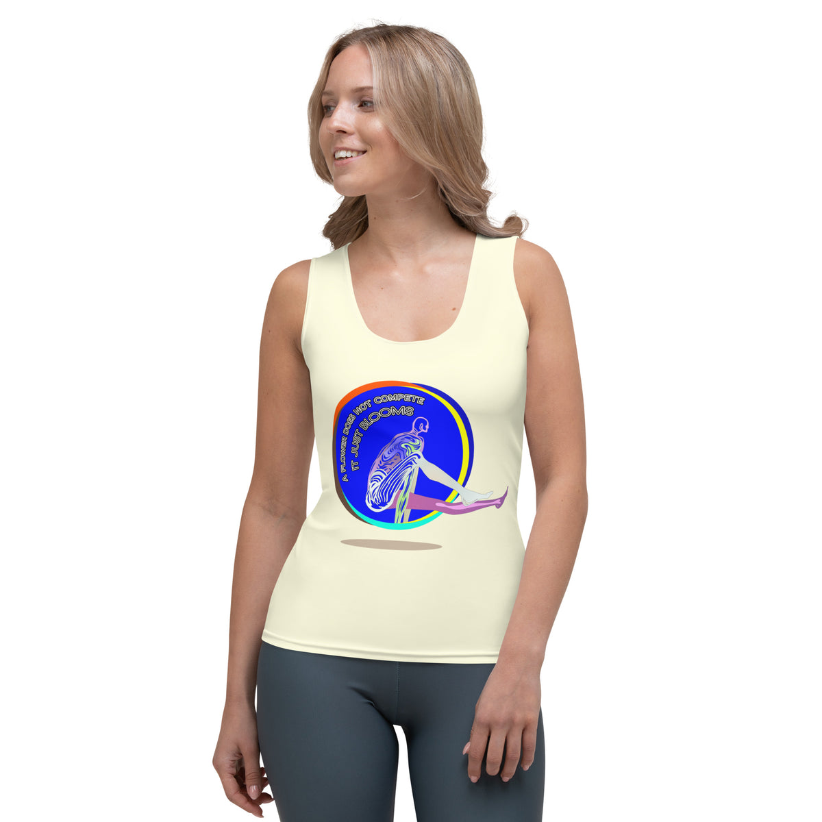 Sun Salutation Women's Tank Top in vibrant colors.
