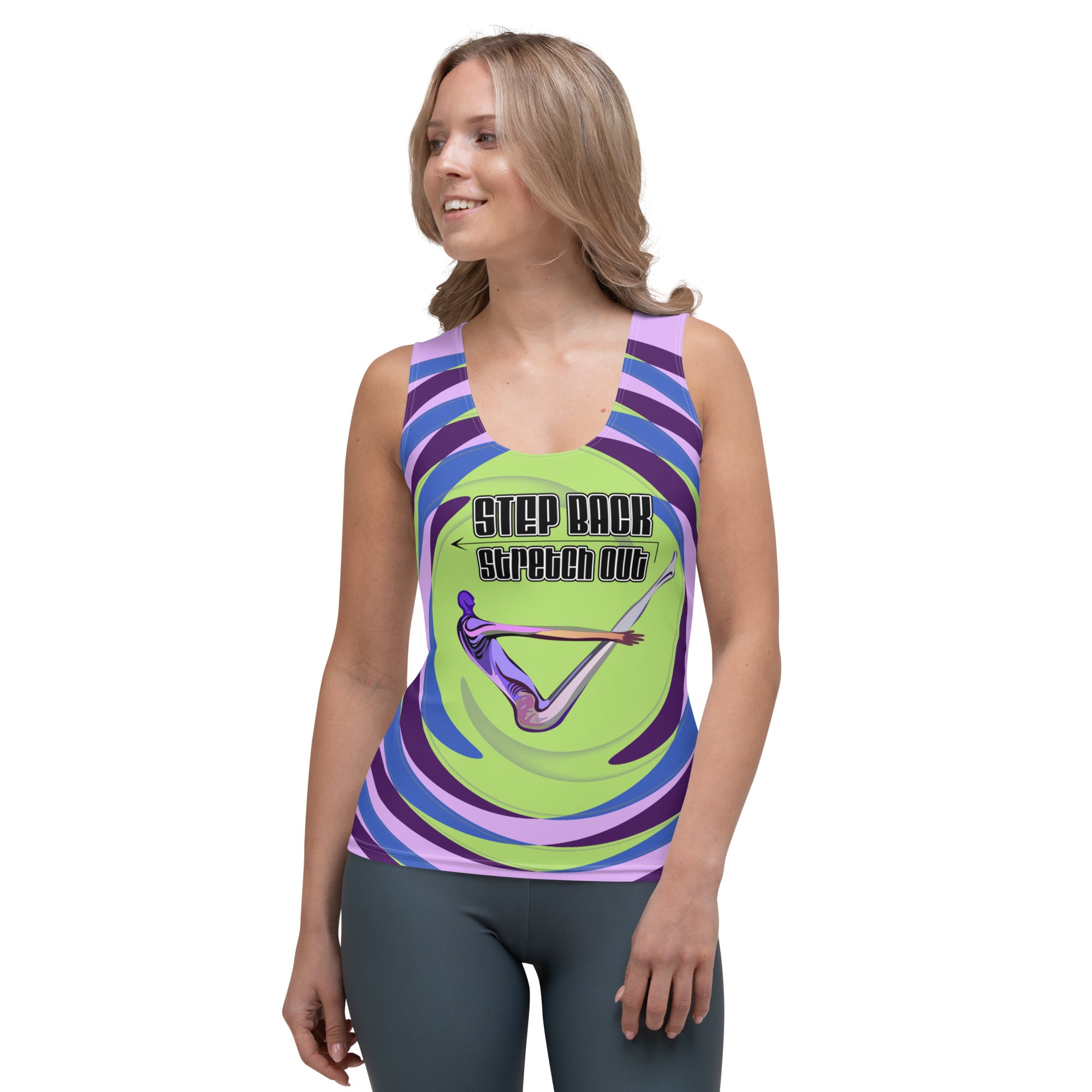 Front view of Breathe Deep Women's Tank Top in white.
