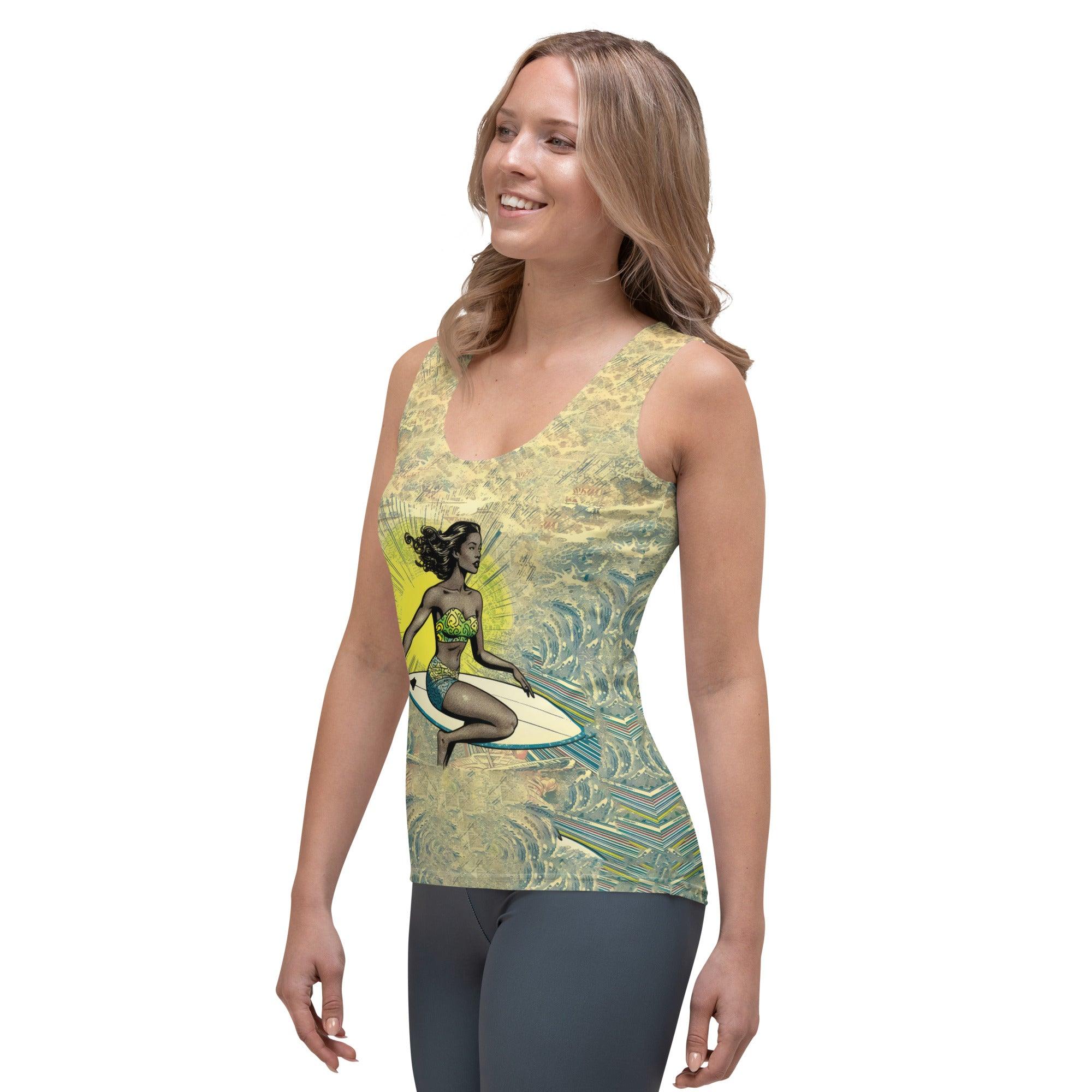 Vibrant and stylish Surfing 1 16 Tank Top, perfect for making a statement at the beach or on the street.