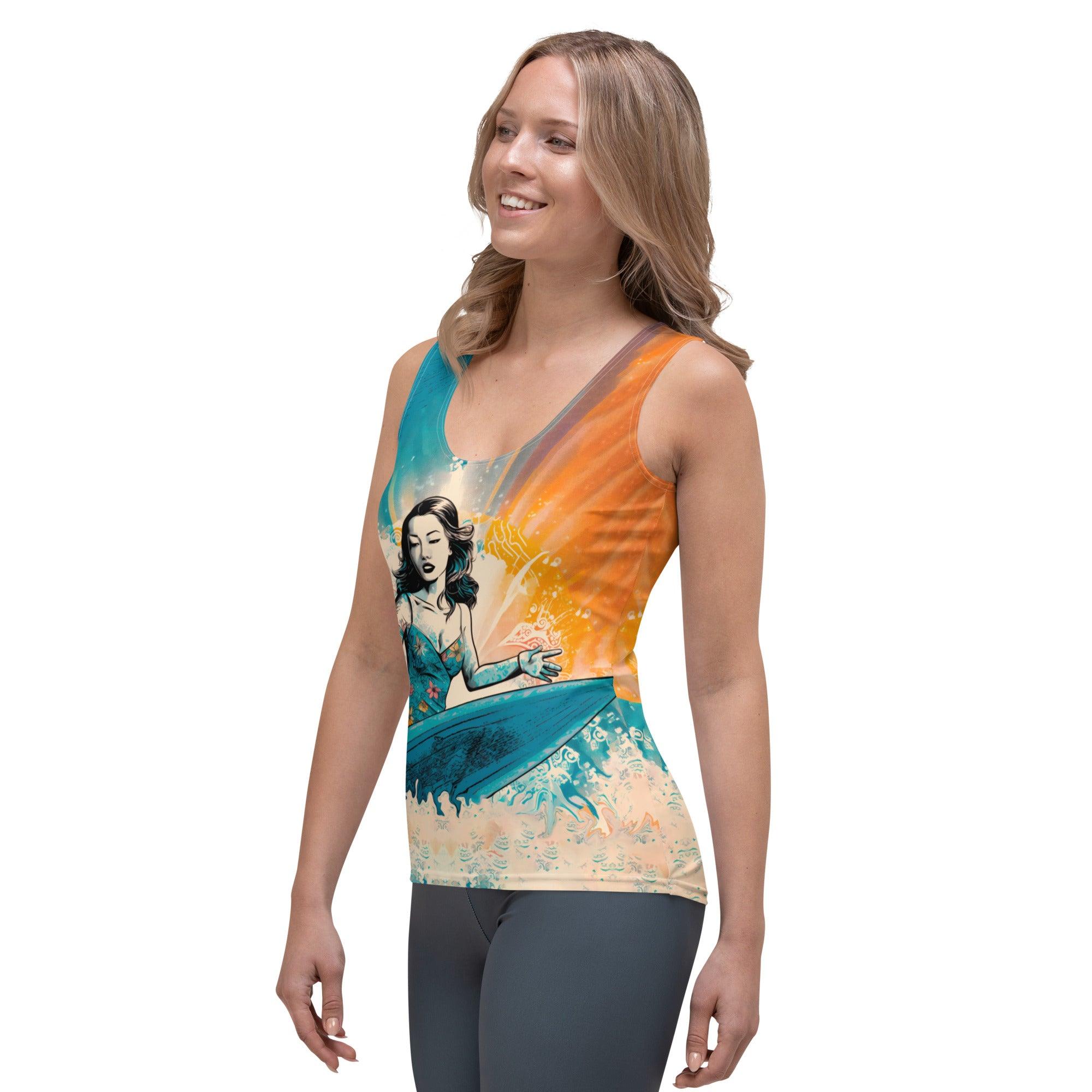 Coastal Escape All-Over Print Women's Tank Top Surfing Adventure - Beyond T-shirts