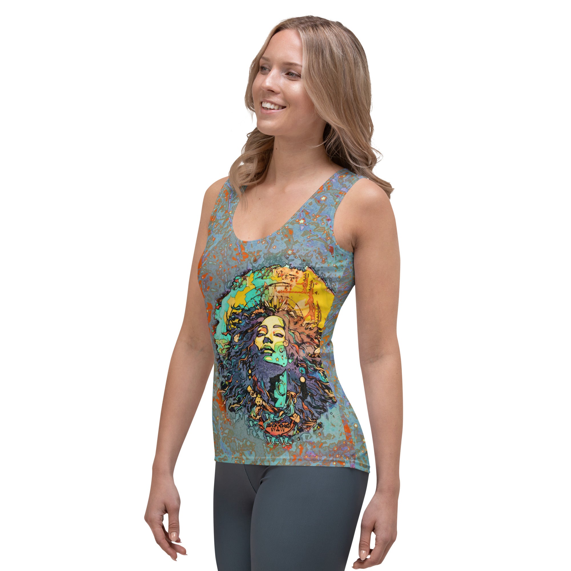 Pitched Petunia Panorama Sublimation Cut & Sew Tank Top