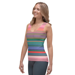 Psychedelic Prism Colorful Stripe All-Over Print Women's Tank Top