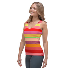 Vibrant Watercolor Strokes Colorful Stripe All-Over Print Women's Tank Top