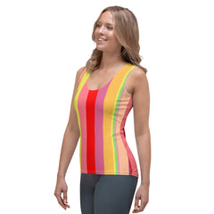 Kaleidoscope Vision Colorful Stripe All-Over Print Women's Tank Top