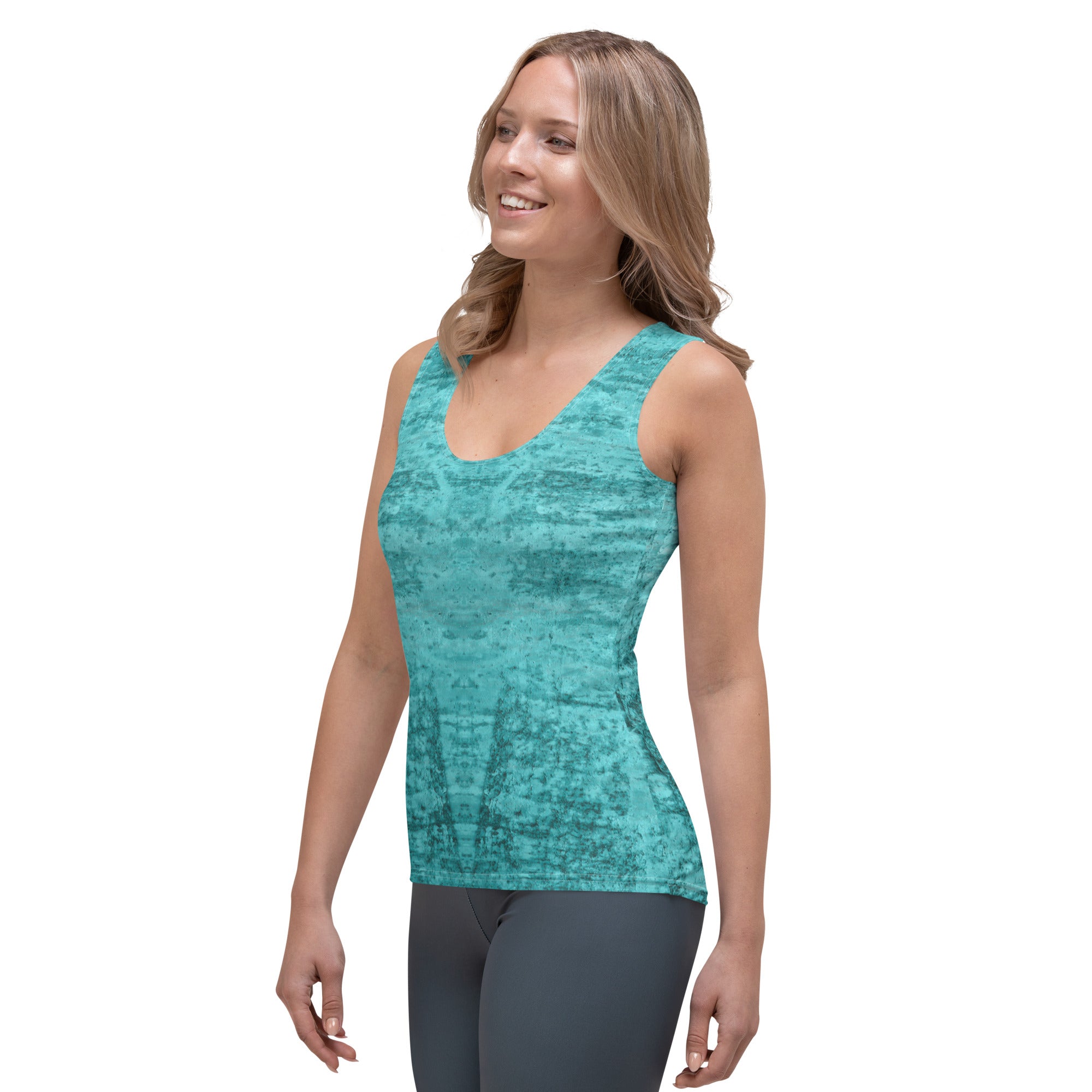 Embossed Elegance Tank Top in Action - Perfect Blend of Style and Comfort