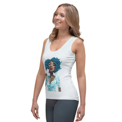 Stylish women's tank top featuring paper boat artwork