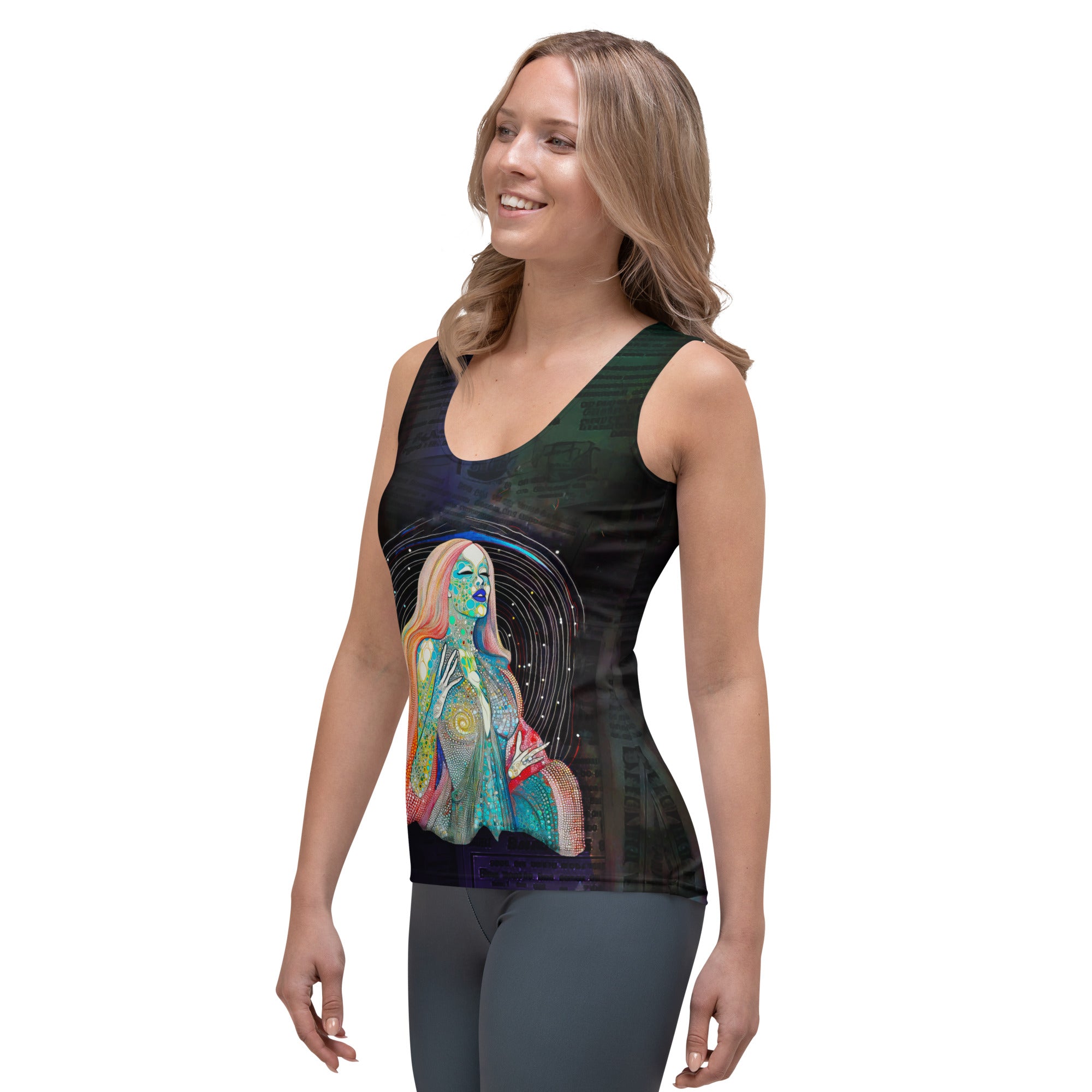 Back view of the Whirlwind Wonder Women's Tank Top, highlighting the unique design.