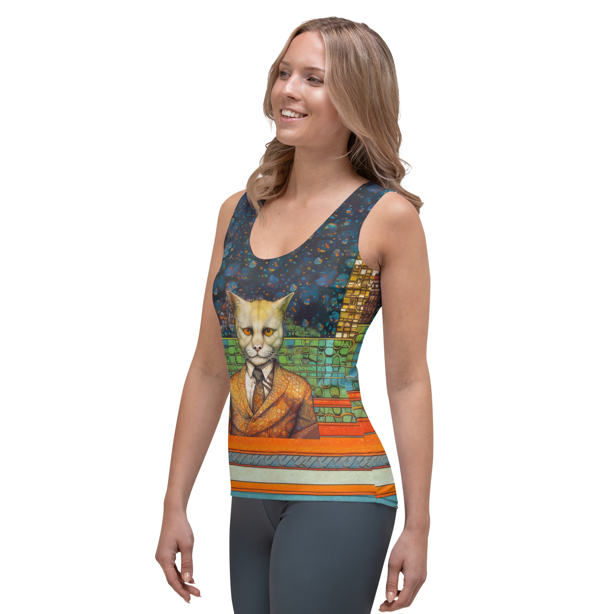 Casual women's tank top with Cat Nap graphic