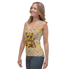 Bear print women's tank top for hiking and camping.