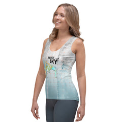 Stylish Peaceful Warrior pattern on women's tank top.