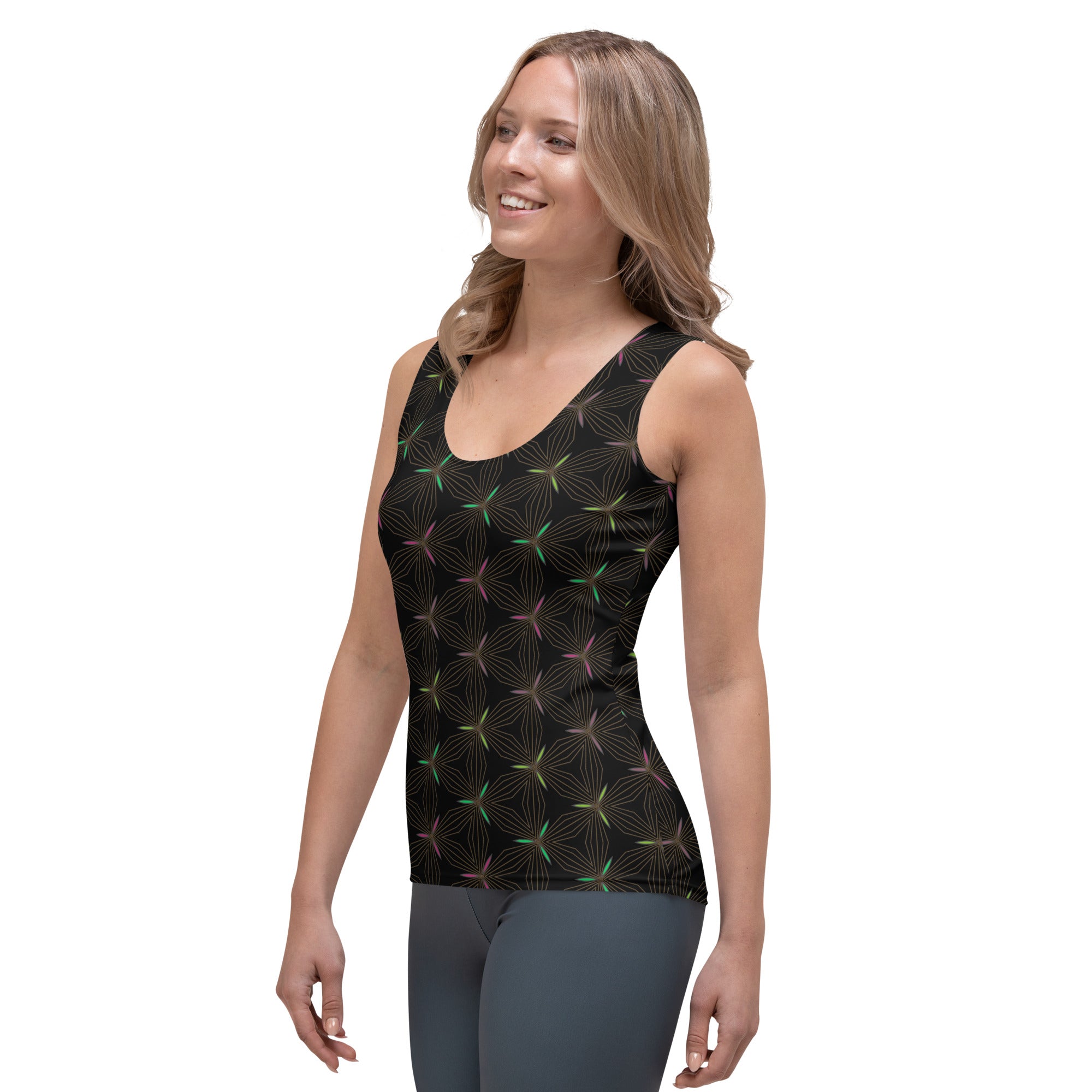 Abstract Artistry tank top styled for casual wear.