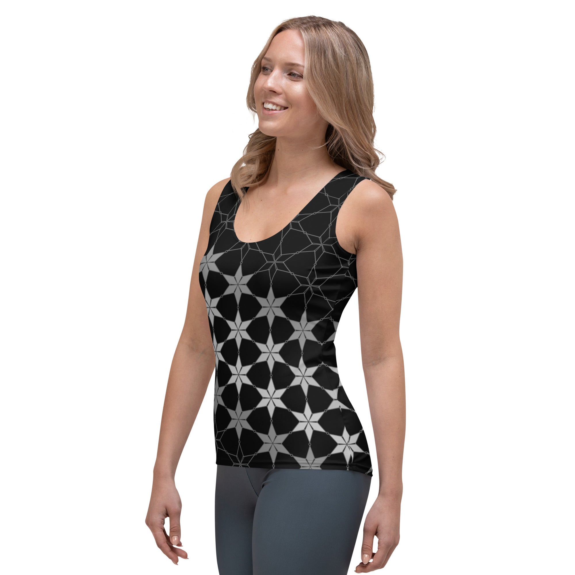 Camouflage pattern women's tank top for casual wear.