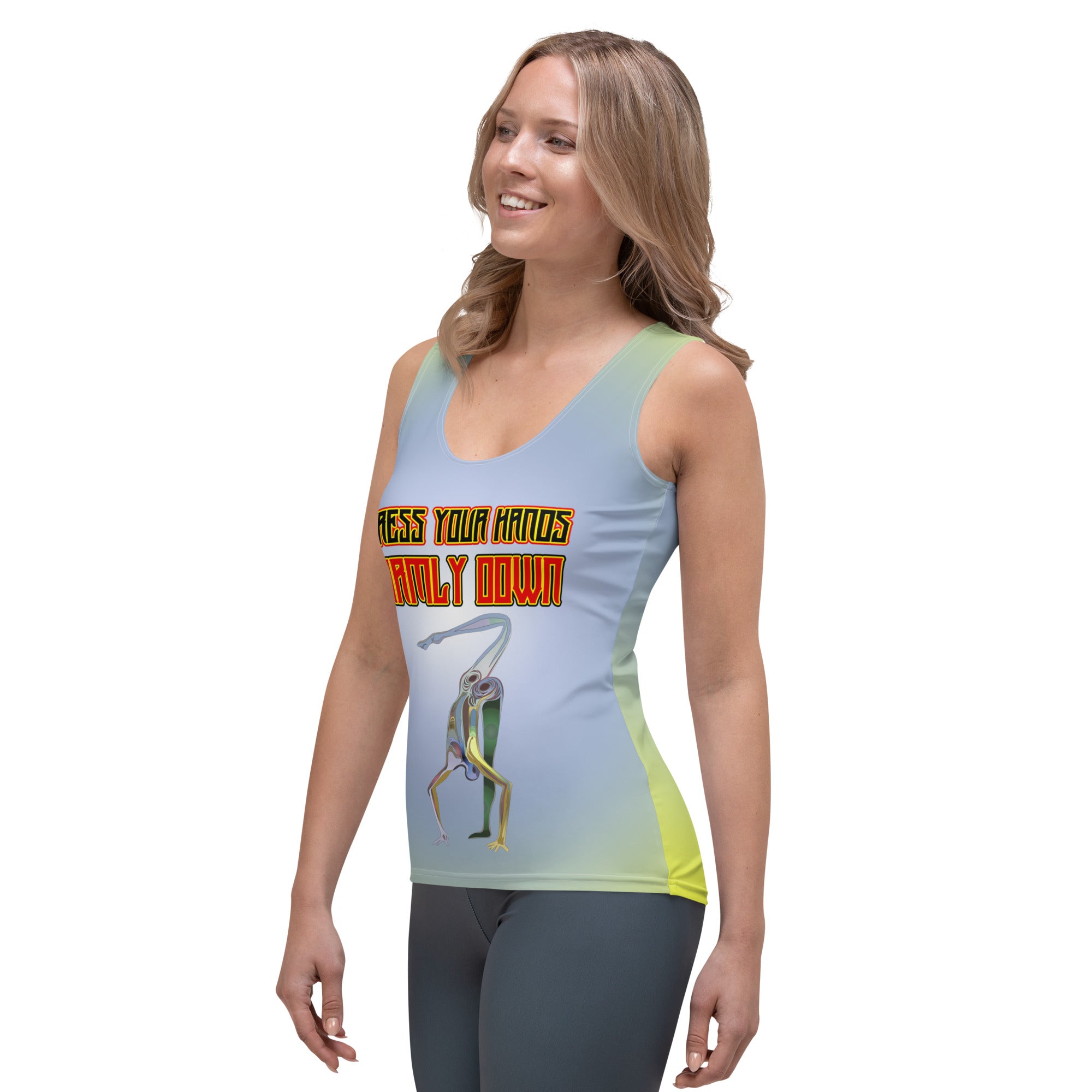 Woman practicing yoga wearing the Serenity Flow Women's Tank Top.
