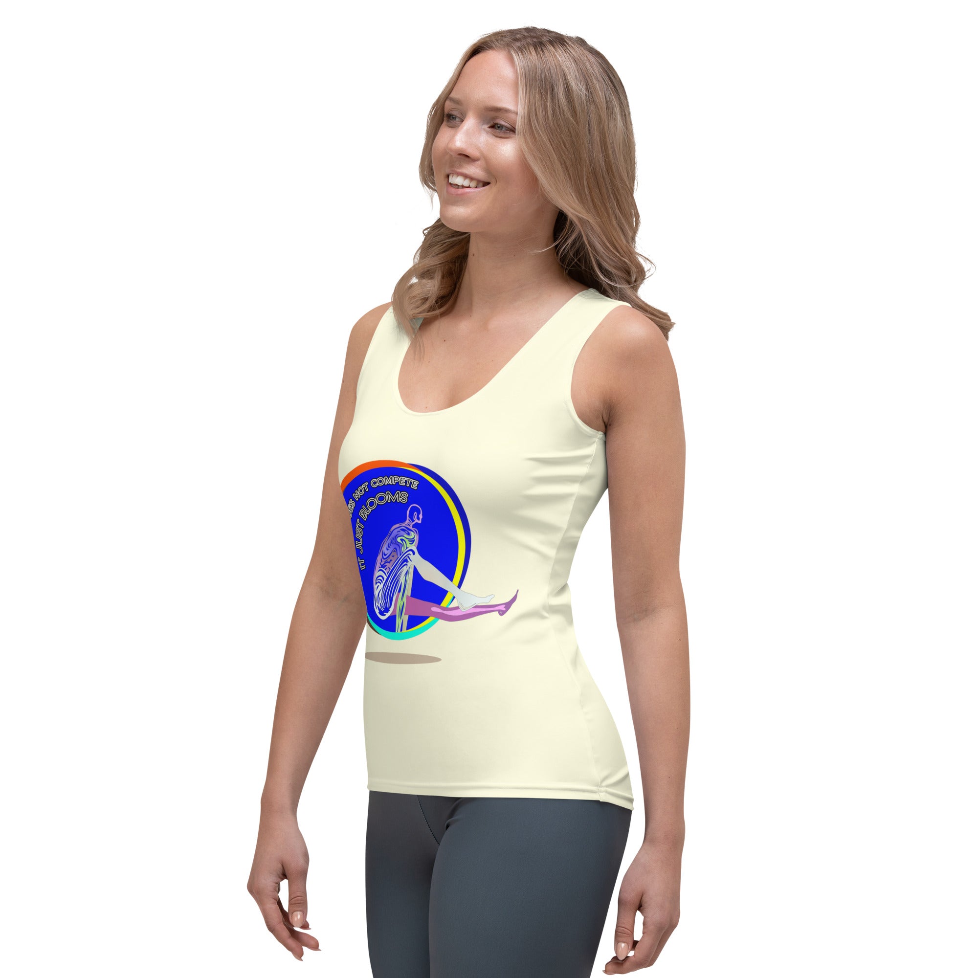 Close-up of the fabric texture of Sun Salutation Women's Tank Top.
