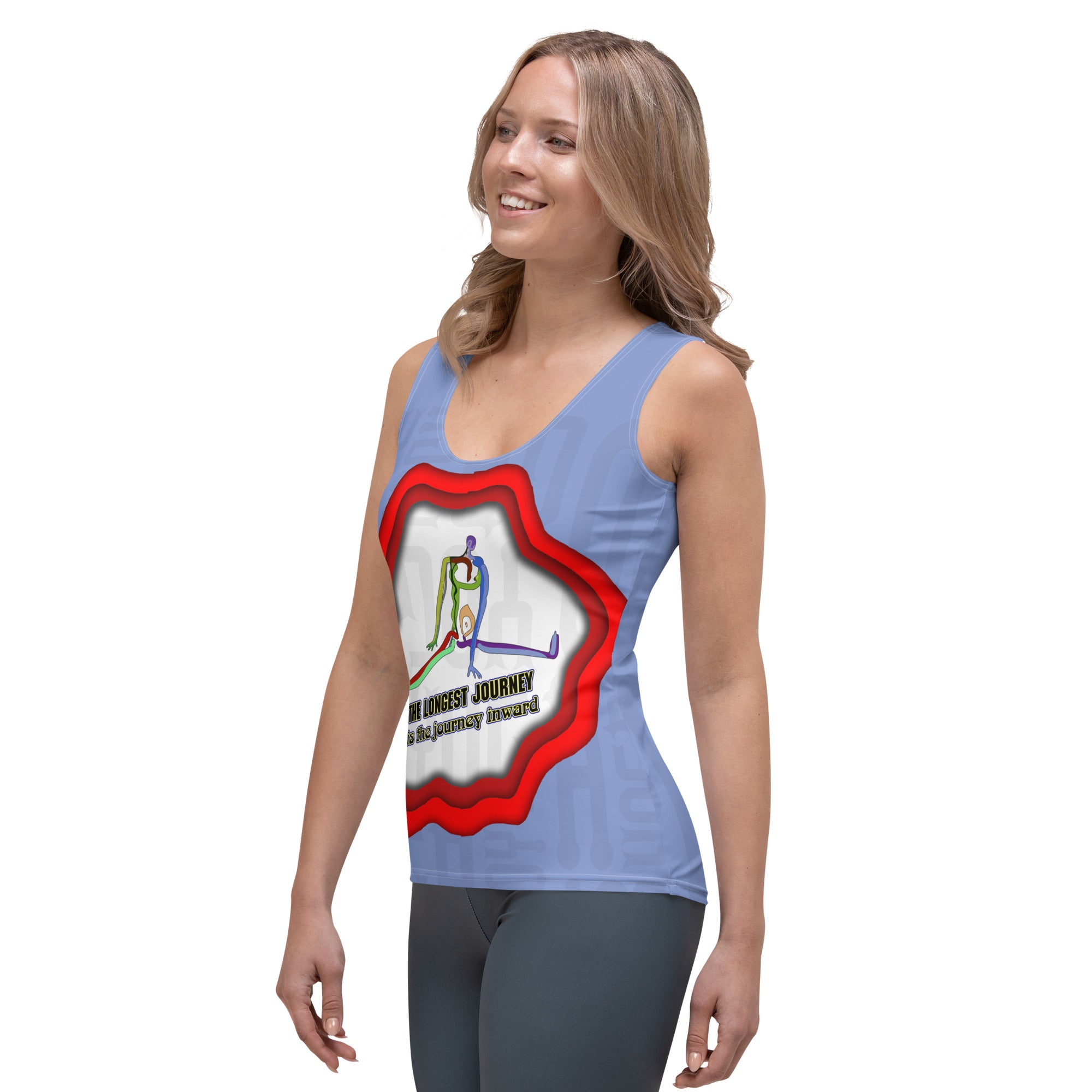 Model wearing Spiritual Stretch Women's Tank Top during workout.
