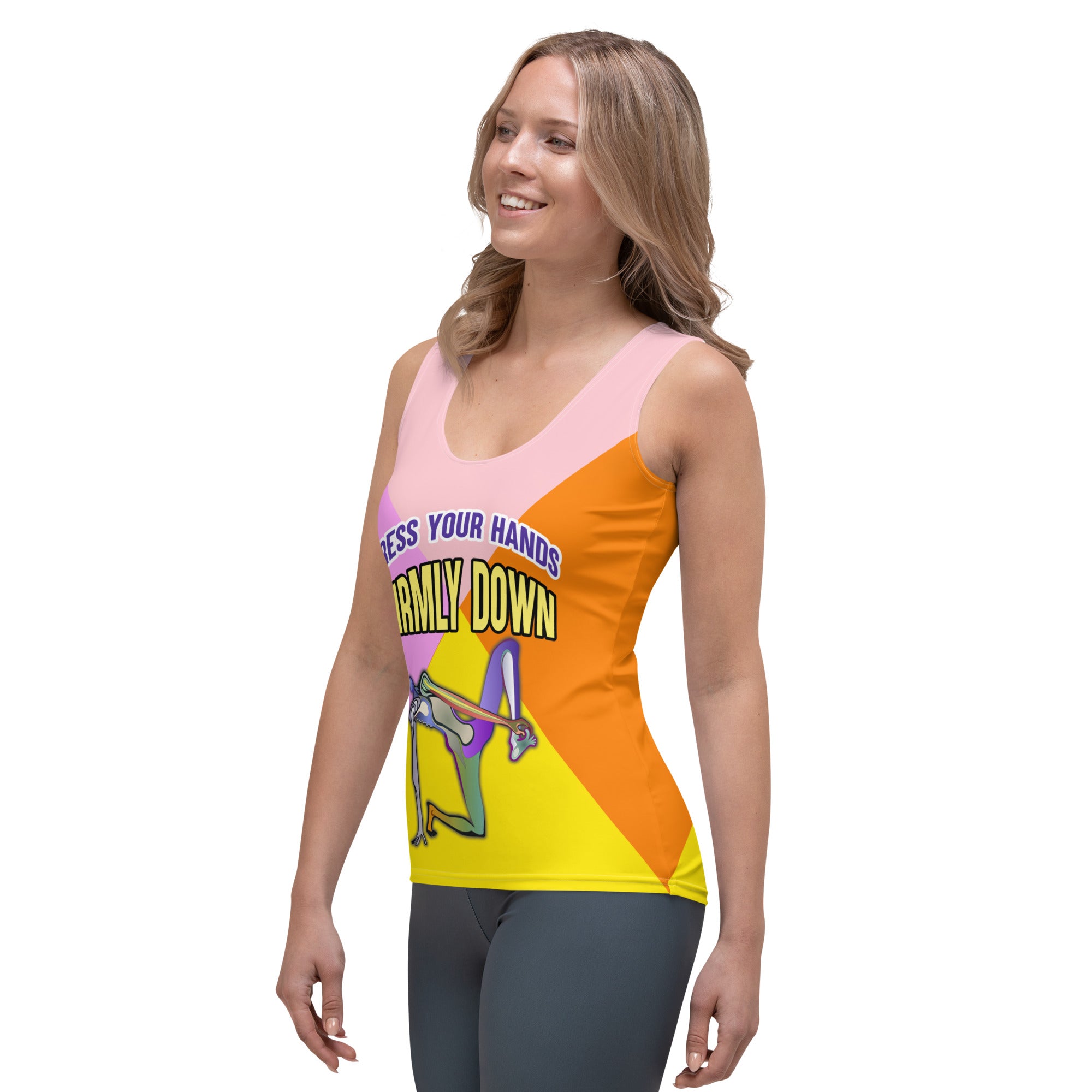 Comfortable women's fitness tank top for yoga workouts.

