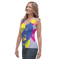 Model wearing Quietude Quilt Women's Tank Top in workout pose.