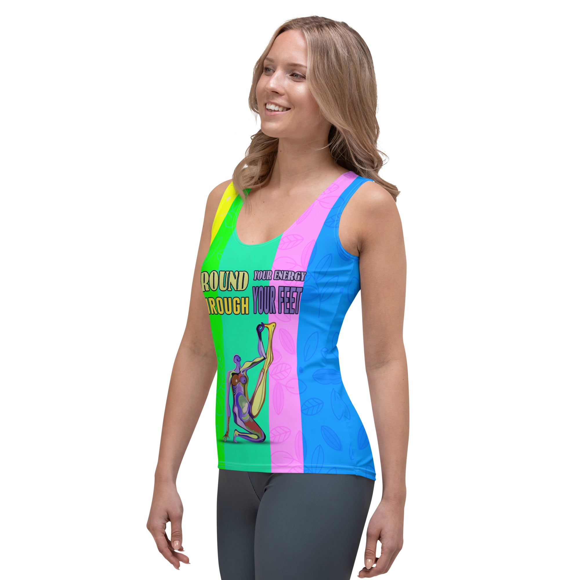 Back view of Garden Grace Women's Tank Top with logo.
