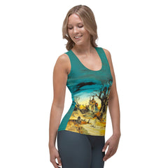 Women's Haunted Mansion All Over Print Tank Top Enter If You Dare - Beyond T-shirts