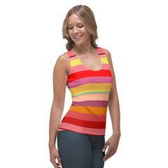 Vibrant Watercolor Strokes Colorful Stripe All-Over Print Women's Tank Top