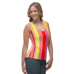 Kaleidoscope Vision Colorful Stripe All-Over Print Women's Tank Top