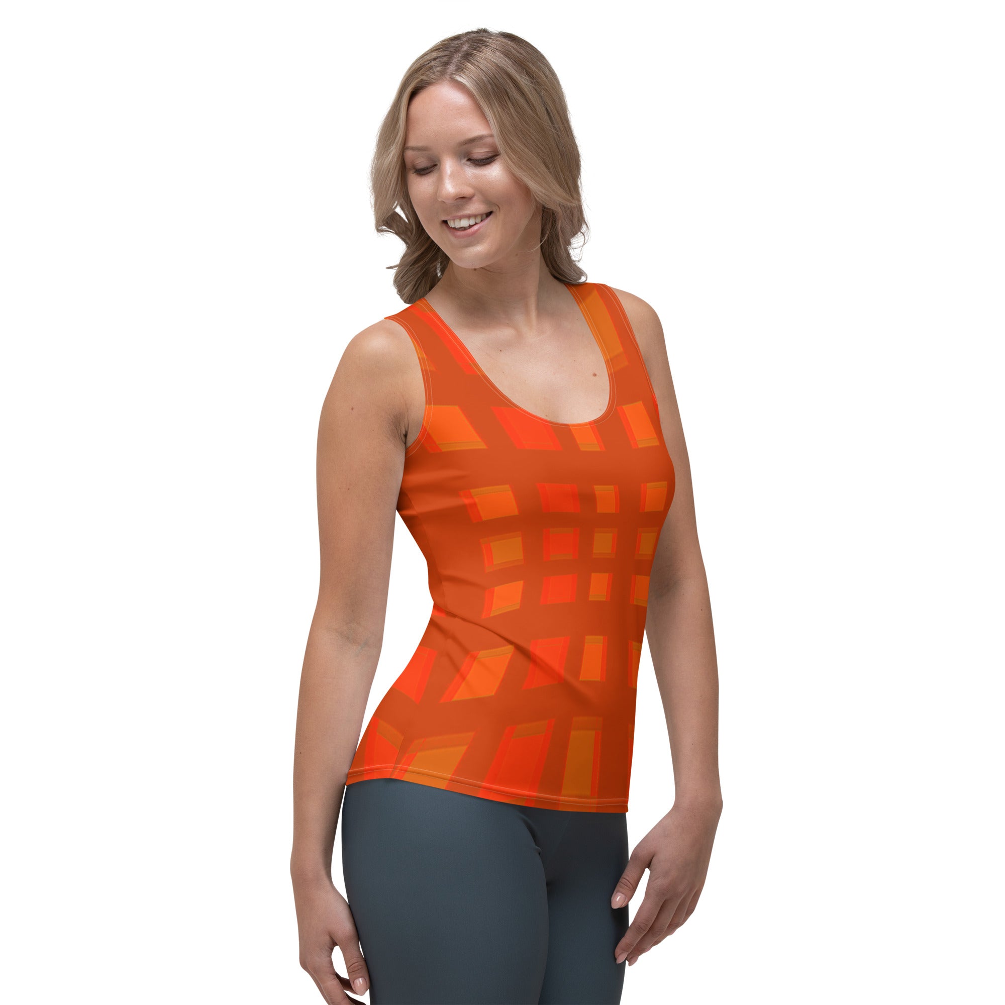 Breathable fabric women's tank top with sunset serenity print