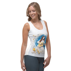 Stylish Mountain Origami tank top paired with outdoor gear.