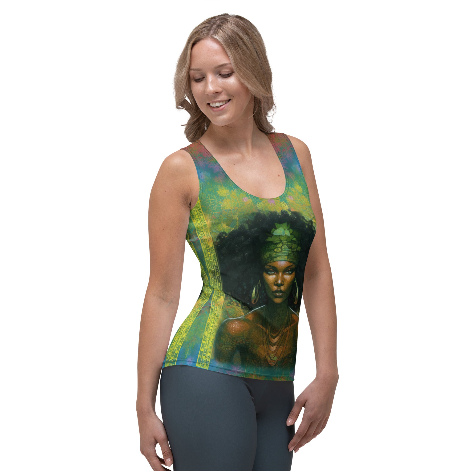 Stellar-themed Galactic Glam tank top for women.