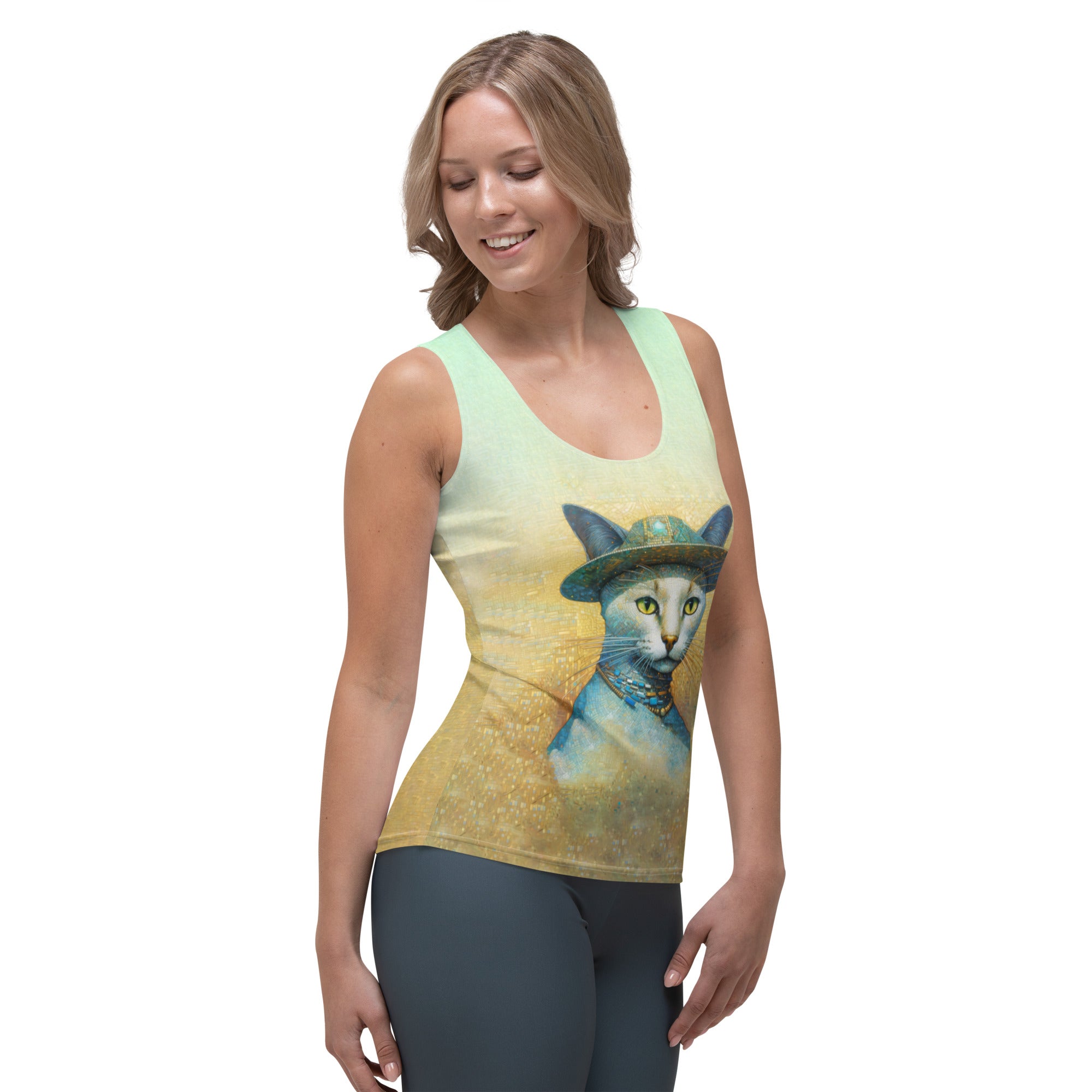 Stylish Kitty Kaleidoscope Women's Tank Top on display